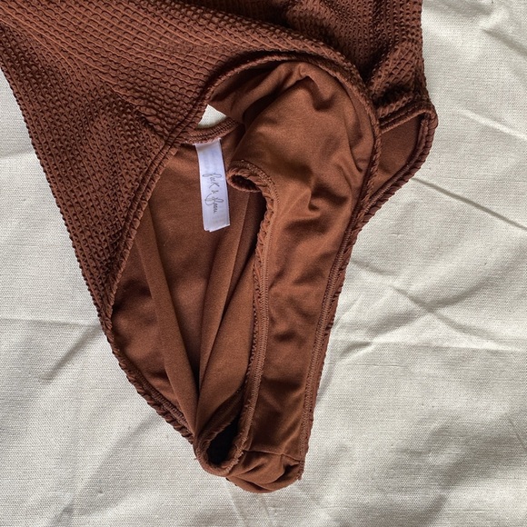 ASOS Chocolate Ribbed One-Piece Swimsuit - Picture 4 of 5